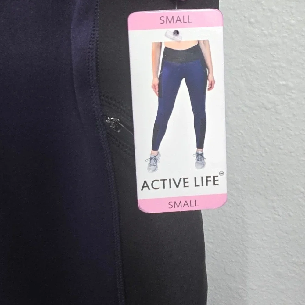 Active Life Women Black Lunar‎ Eclipse Athletic Leggings Pants Size Small NWT